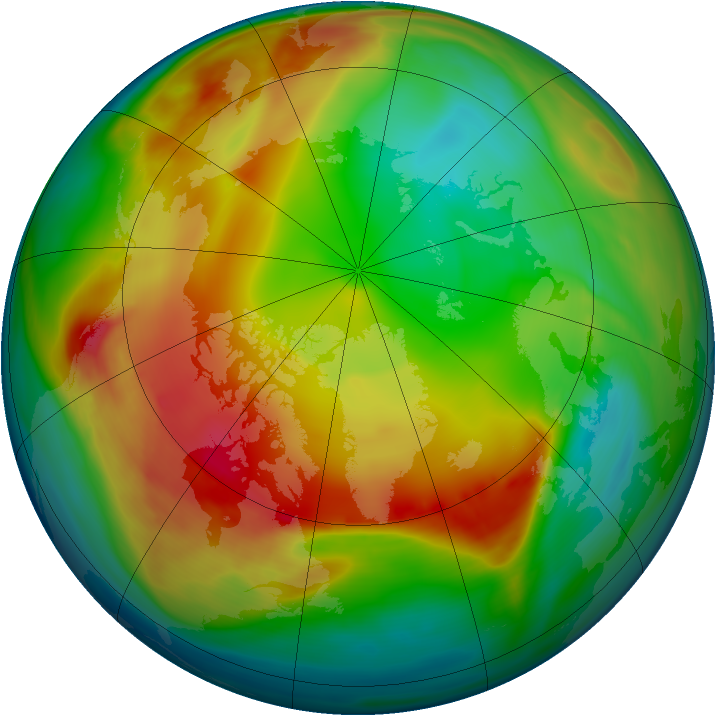 Arctic ozone map for 09 January 2007
